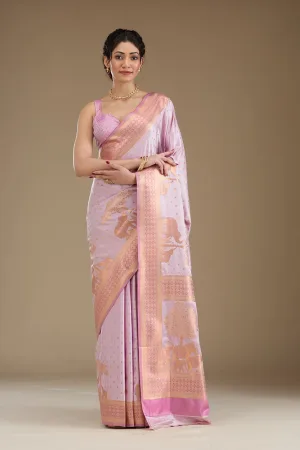 Lavender Zariwork Satin Saree