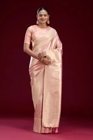 Peach Zariwork Art Silk Saree