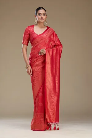 Red Zariwork Art Silk Saree