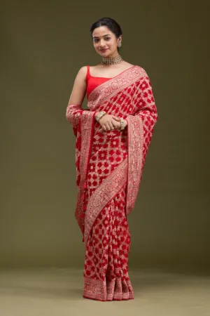 Red Zariwork Silk Saree