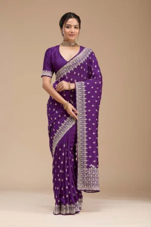 Purple Soft Raw Silk Saree